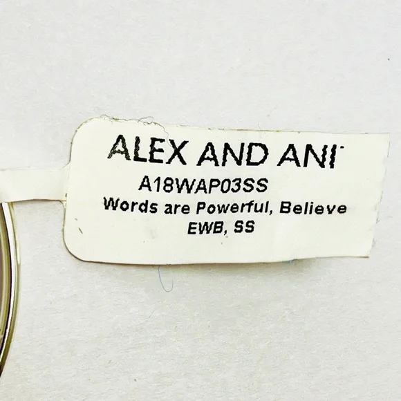 Alex and Ani Shiny Silver Bracelet with Teal 'Believe' Charm - Picture 4 of 7